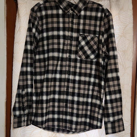 Volcom Men's Black and Brown Plaid Shirt - Picture 1 of 7